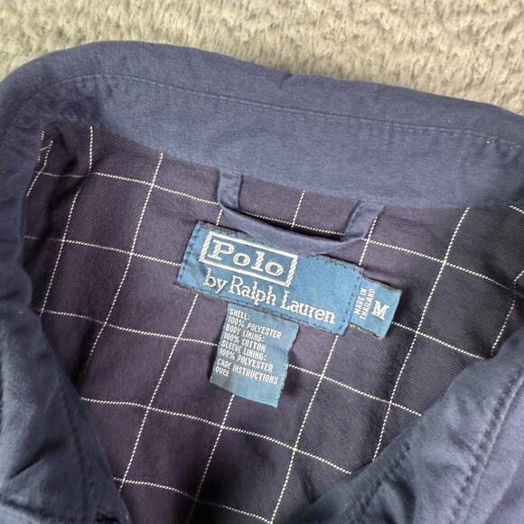 Polo Ralph Lauren Jacket Mens M Navy Bi Swing Windbreaker Zip Bomber Chin Strap - Picture 3 of 8